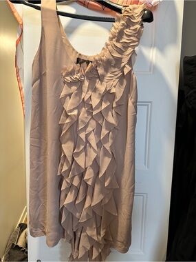 H&M Blush Beige Ruffled One-Shoulder Dress